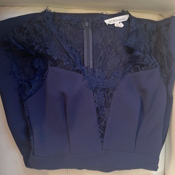BCBGeneration Navy Lace Mini Dress - Picture 4 of 10